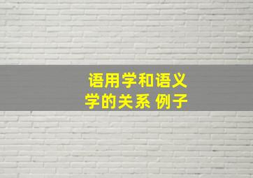 语用学和语义学的关系 例子